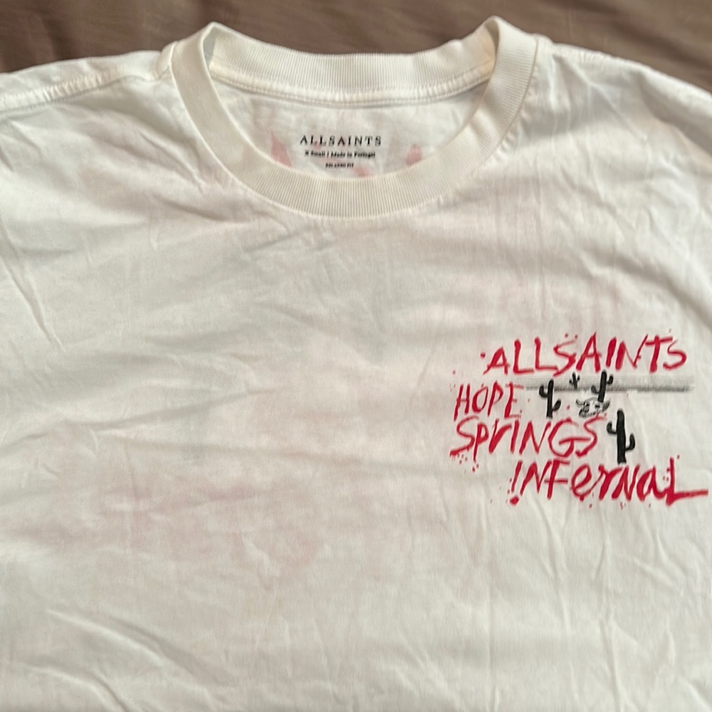 All Saints “HOPE SPRINGS INFERNAL” Line shirt. Outgrew/cleaning closet